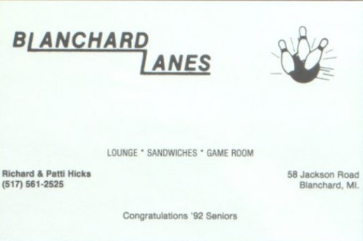 Blanchard Lanes - Old Yearbook Ad (newer photo)